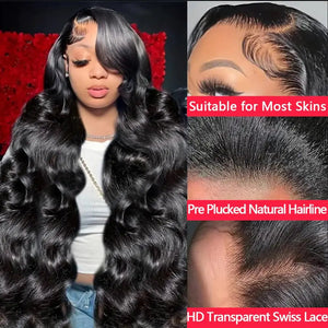 13x6 HD Lace Front Wigs Human Hair Pre Plucked 180% Density Body Wave Closure Wigs Human Hair for Women Human Hair Wig with Baby Hair Natural Color 24 Inch 13x6 Body Wave Human Hair Wig - Rieworkes