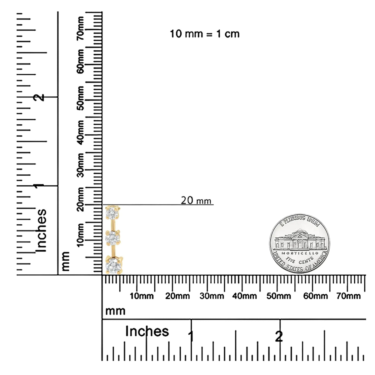 14K Gold Round Diamond Three - Stone Drop Pendant 18&quot; Necklace - (H - I Color, SI1 - SI2 Clarity) - Rieworkes