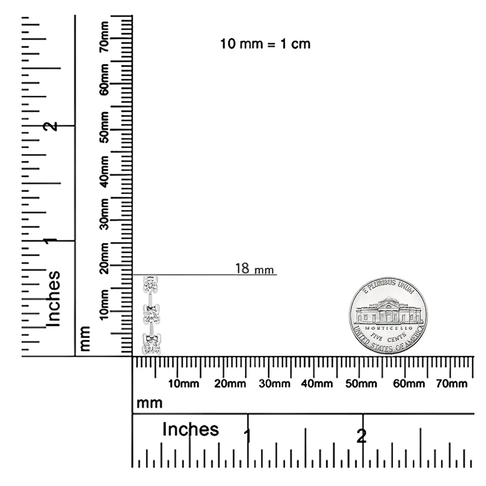 14K Gold Round Diamond Three - Stone Drop Pendant 18&quot; Necklace - (H - I Color, SI1 - SI2 Clarity) - Rieworkes