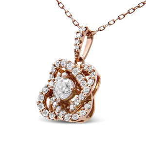 14K Rose Gold 1.00 Cttw Diamond Criss Cross Infinite Swirl "18" Pendant Necklace (H - I Color, SI2 - I1 Clarity) - Rieworkes
