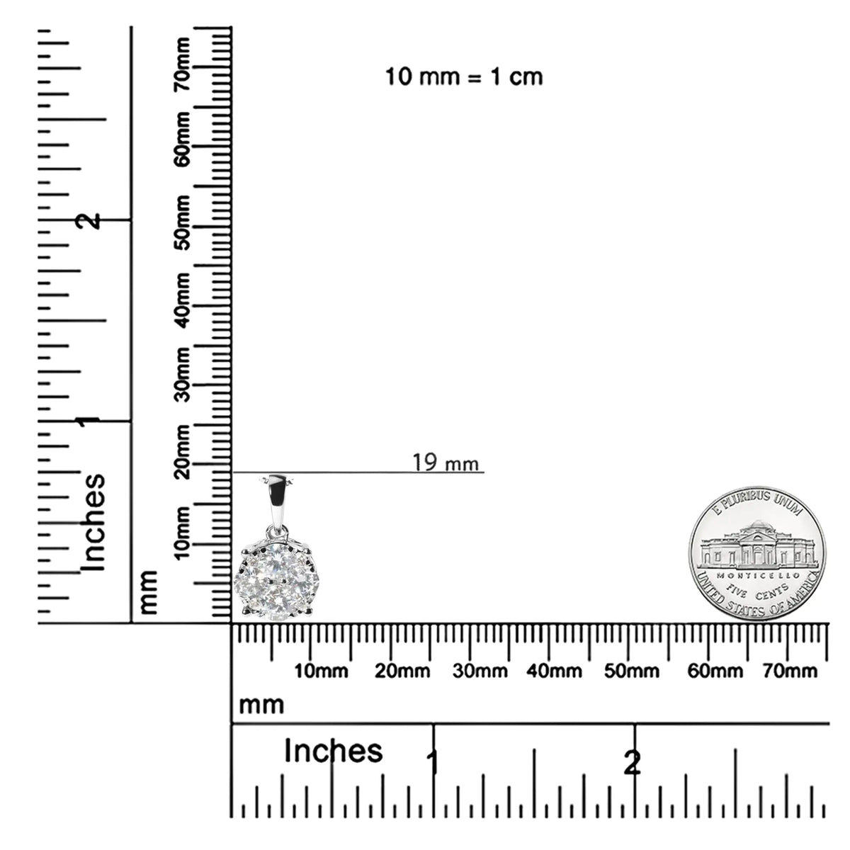 14k White 1.00 Cttw Lab Grown Diamond Cluster Pendant 18&quot; Necklace (G - H Color, VS1 - VS2 Clarity) - Rieworkes