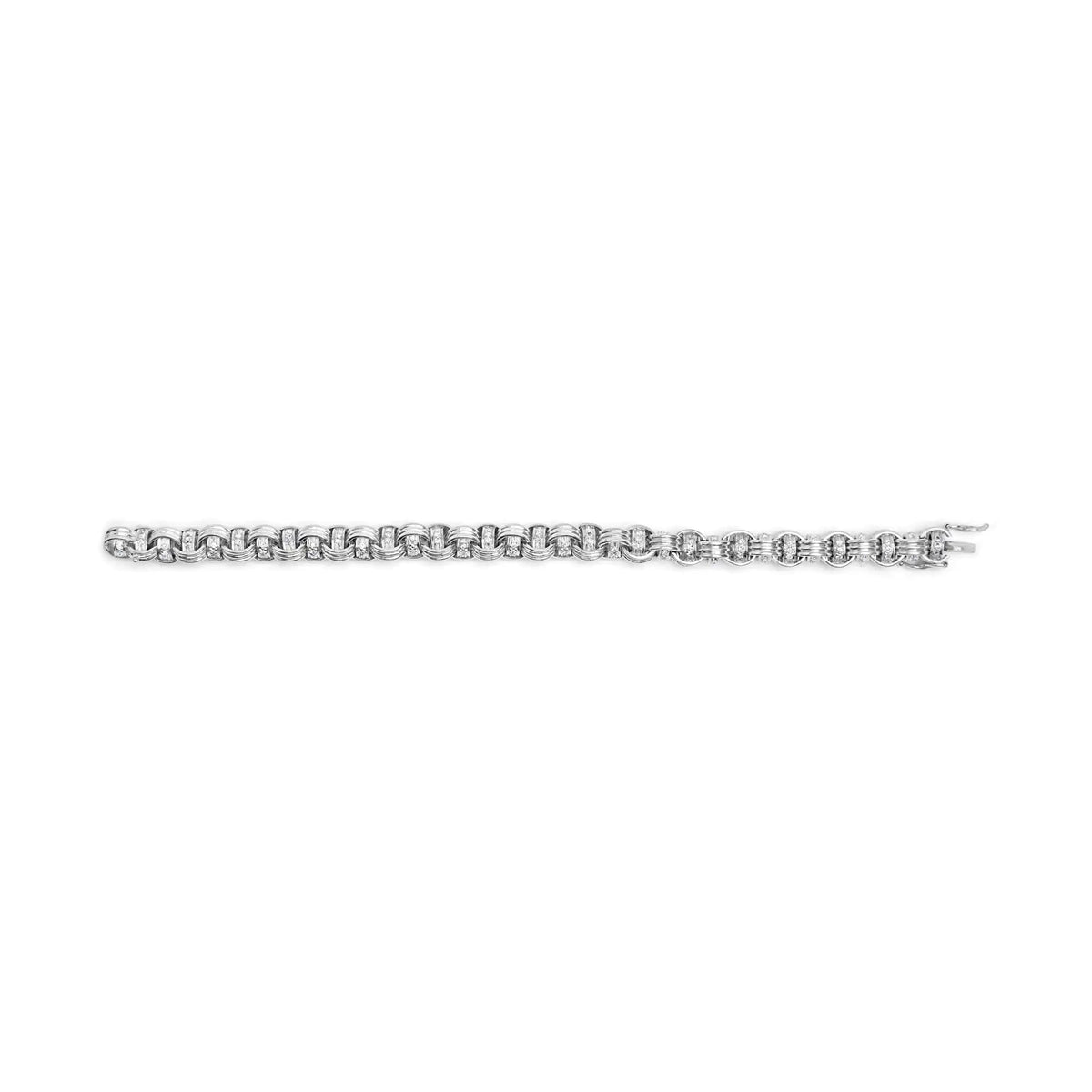 14K White Gold 1/2 Cttw Diamond Knotted Byzantine Link Bracelet (H - I Color, I2 - I3 Clarity) - 7&quot; Inches - Rieworkes