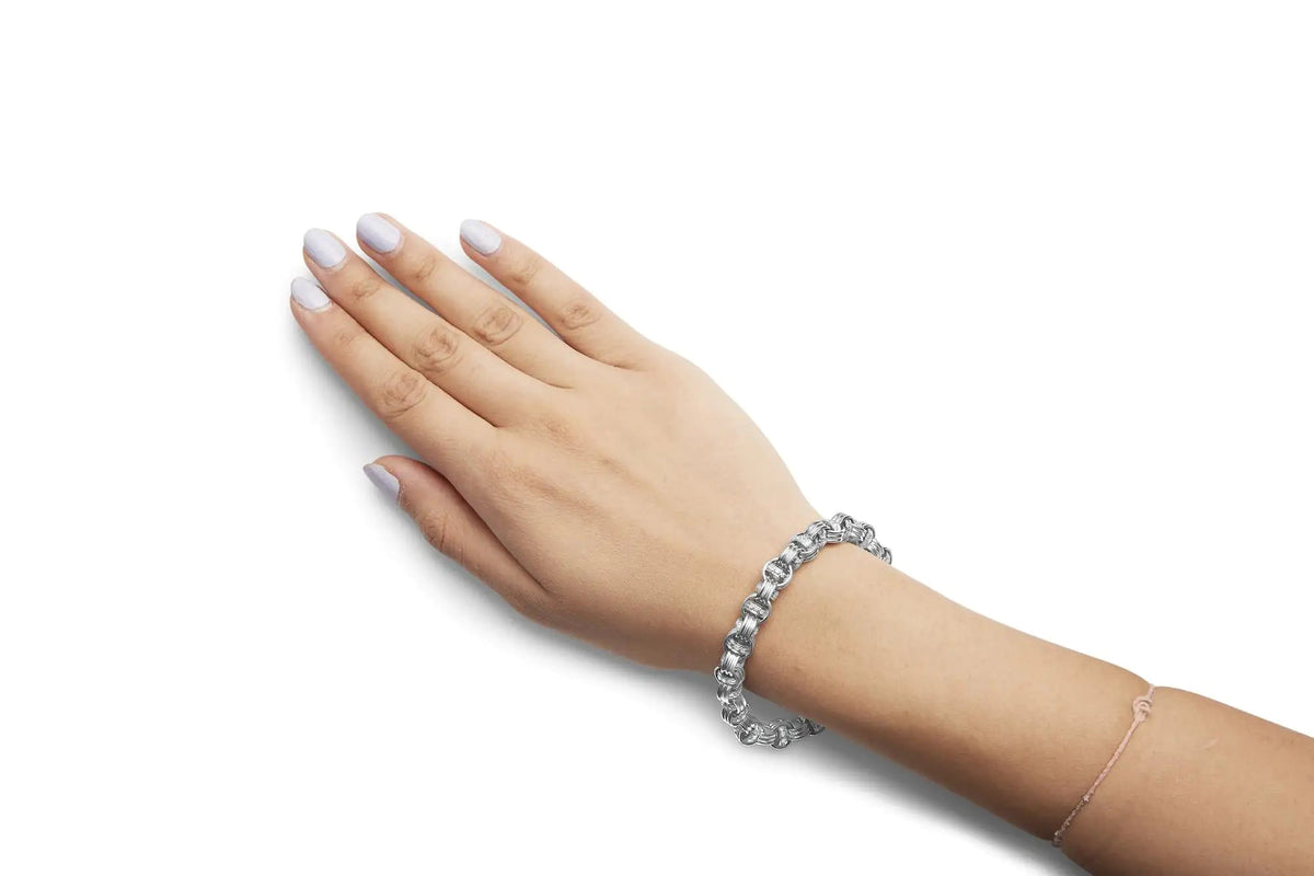 14K White Gold 1/2 Cttw Diamond Knotted Byzantine Link Bracelet (H - I Color, I2 - I3 Clarity) - 7&quot; Inches - Rieworkes