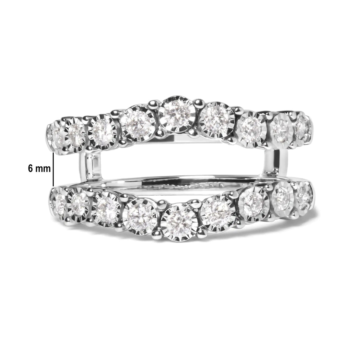 14k White Gold 1/2 Cttw Miracle Set Diamond Enhancer Wrap Ring Guard (H - I Color, I1 - I2 Clarity) - Rieworkes