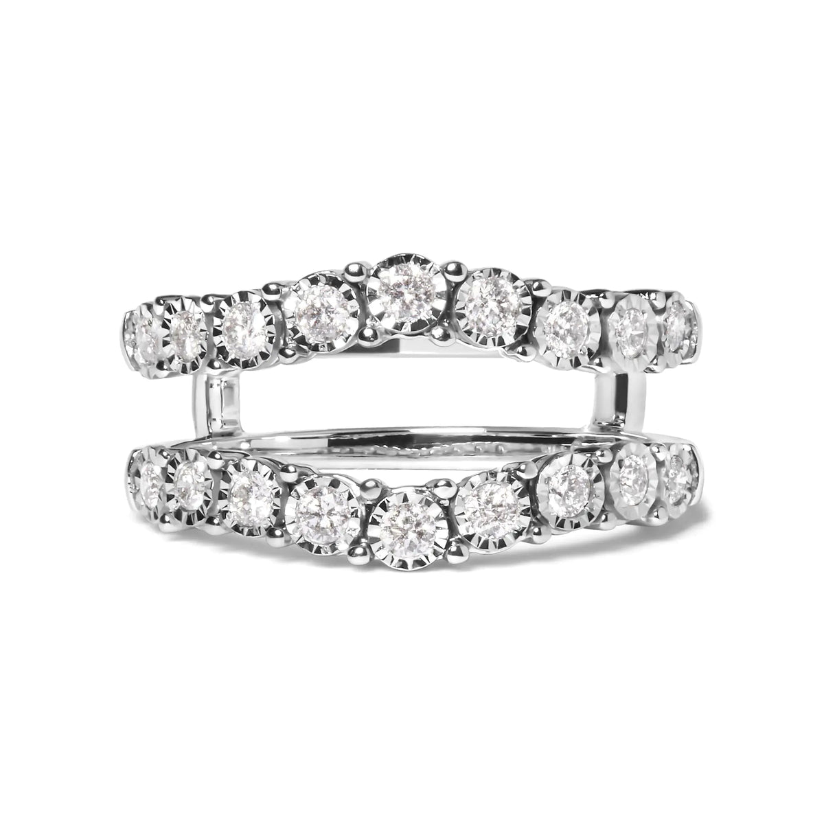 14k White Gold 1/2 Cttw Miracle Set Diamond Enhancer Wrap Ring Guard (H - I Color, I1 - I2 Clarity) - Rieworkes