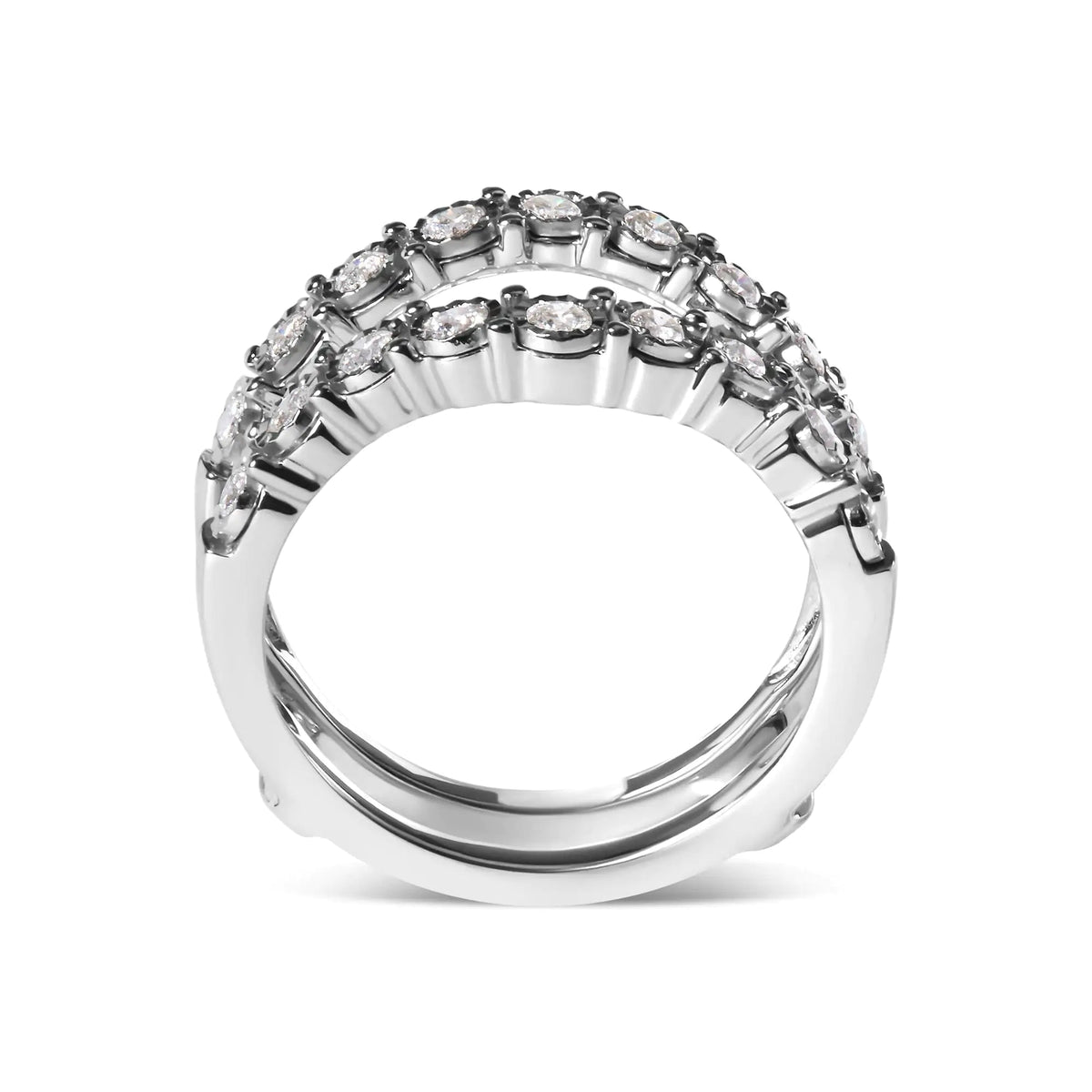 14k White Gold 1/2 Cttw Miracle Set Diamond Enhancer Wrap Ring Guard (H - I Color, I1 - I2 Clarity) - Rieworkes