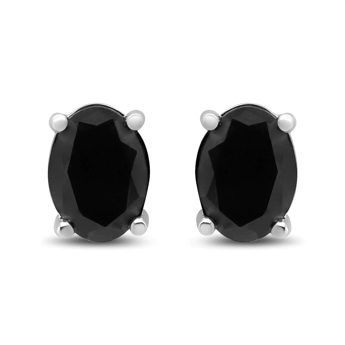 14K White Gold 1/2 Cttw Round Brilliant - Cut Black Diamond Classic 4 - Prong Stud Earrings with Screw Backs (Fancy Color - Enhanced, I2 - I3 Clarity) - Rieworkes