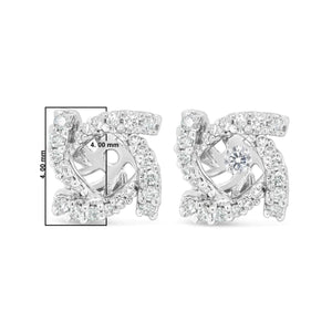 14K White Gold 1/3 Cttw Round Diamond Spiral Earring Jacket for 4mm Round Studs (G - H Color, VS2 - SI1 Clarity) - Rieworkes