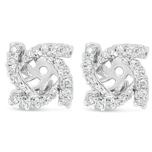 14K White Gold 1/3 Cttw Round Diamond Spiral Earring Jacket for 4mm Round Studs (G - H Color, VS2 - SI1 Clarity) - Rieworkes