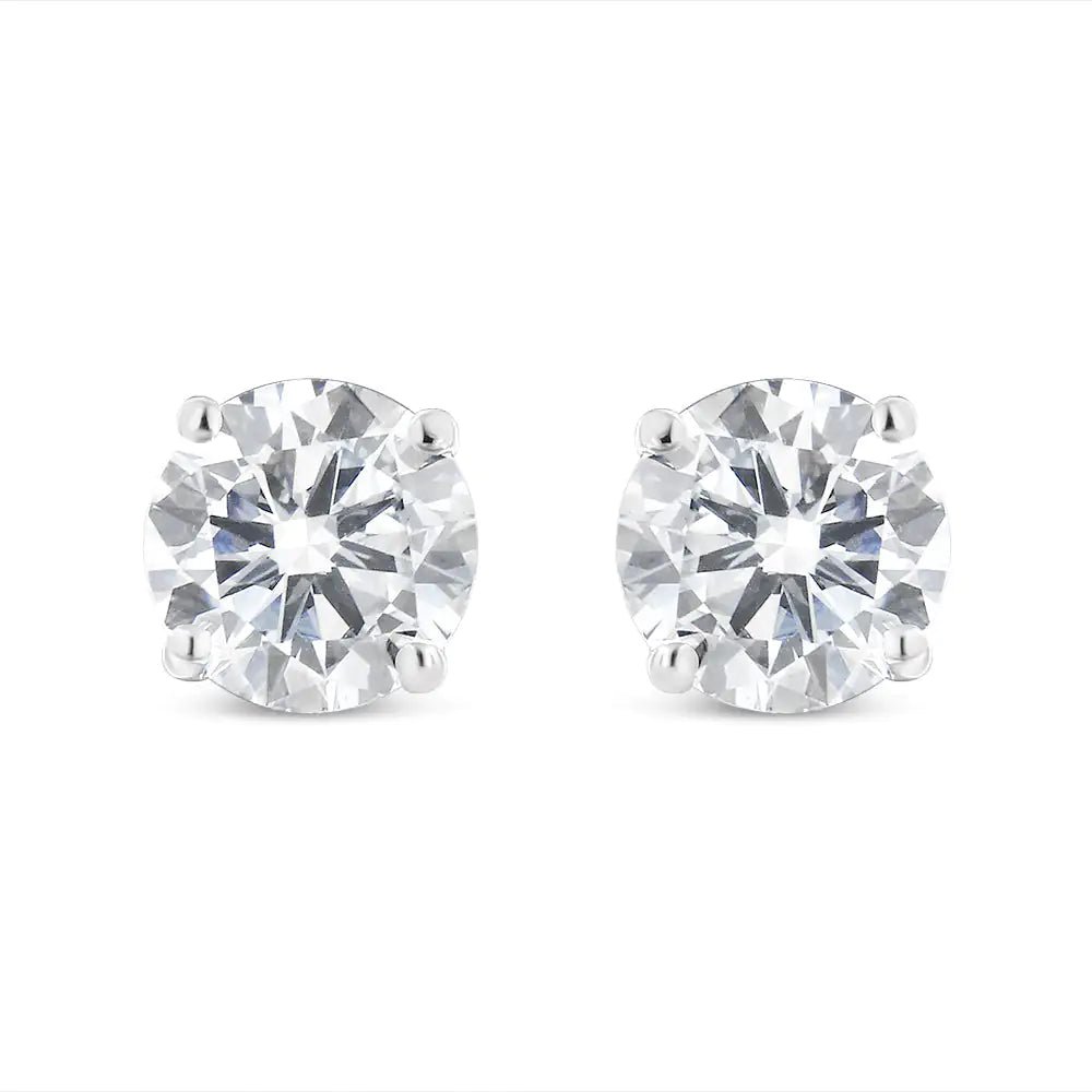 14k White Gold 1ct. TDW Solitaire Diamond Stud Earrings (I - J,I2) - Rieworkes