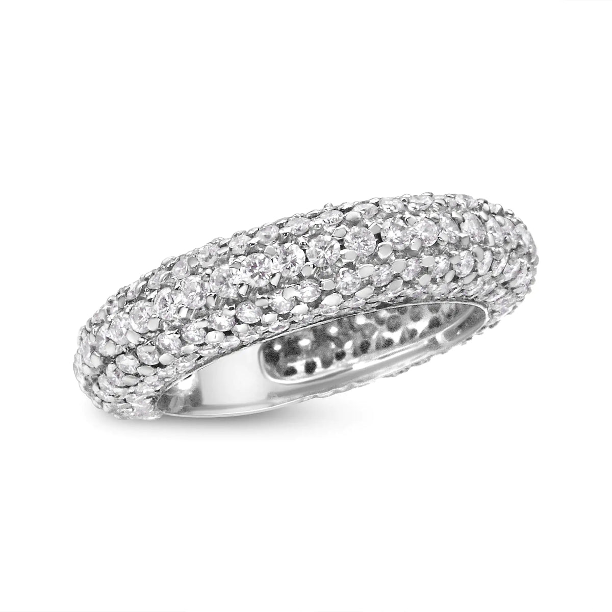 14K White Gold 2 1/2 Cttw Round - Cut Diamond Cluster Band Ring (H - I Color, SI1 - SI2 Clarity) - Rieworkes