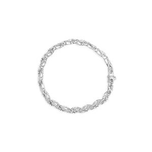 14K White Gold 2.00 Cttw Diamond Cluster and Spiral Link Bracelet (I - J Color, I1 - I2 Clarity) - 7" - Rieworkes