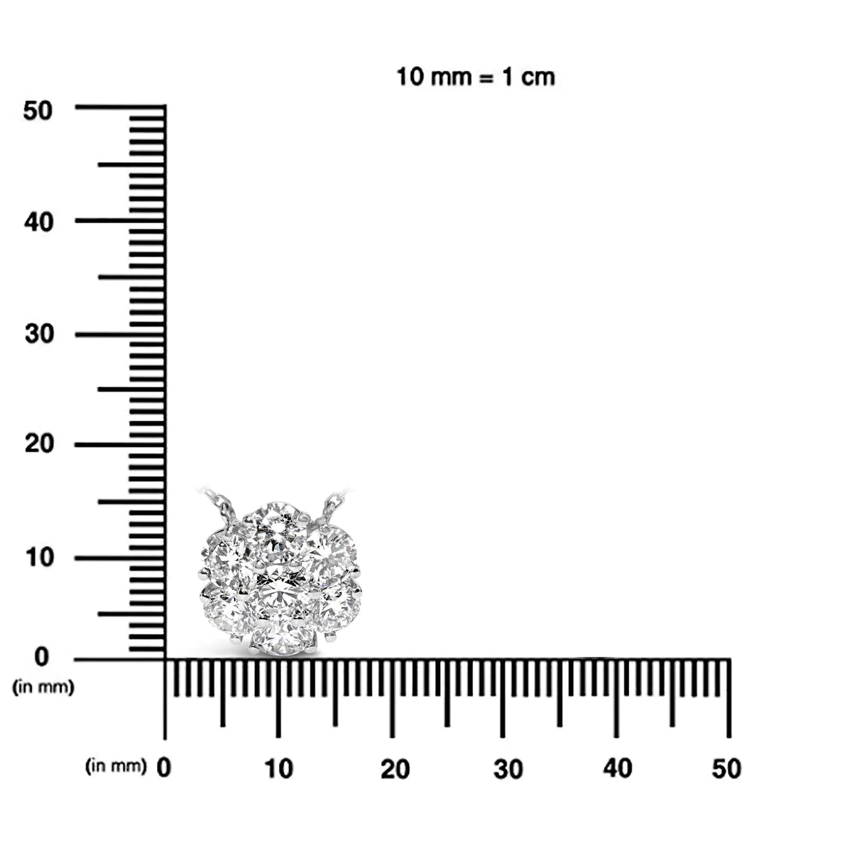 14K White Gold 3.0 Cttw Lab Grown Diamond Floral Cluster and Station 18&quot; Pendant Necklace (G - H Color, VS2 - SI1 Clarity) - Rieworkes