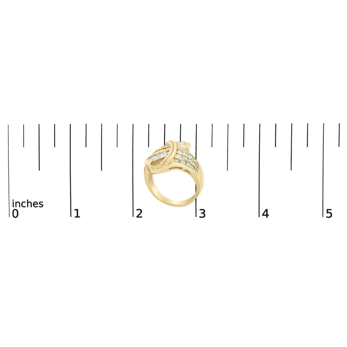 14K Yellow Gold 1 1/3 Cttw Channel Set Diamond Bypass Cocktail Ring (J - K Color, I1 - I2 Clarity) - Ring Size 7 - Rieworkes