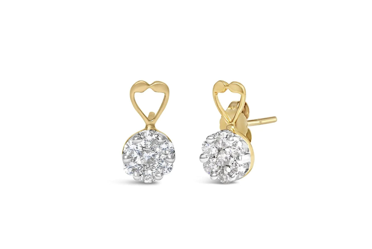14K Yellow Gold 1ct. TDW Round - cut Diamond Earrings (I - J,SI2 - I1) - Rieworkes