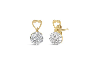 14K Yellow Gold 1ct. TDW Round - cut Diamond Earrings (I - J,SI2 - I1) - Rieworkes