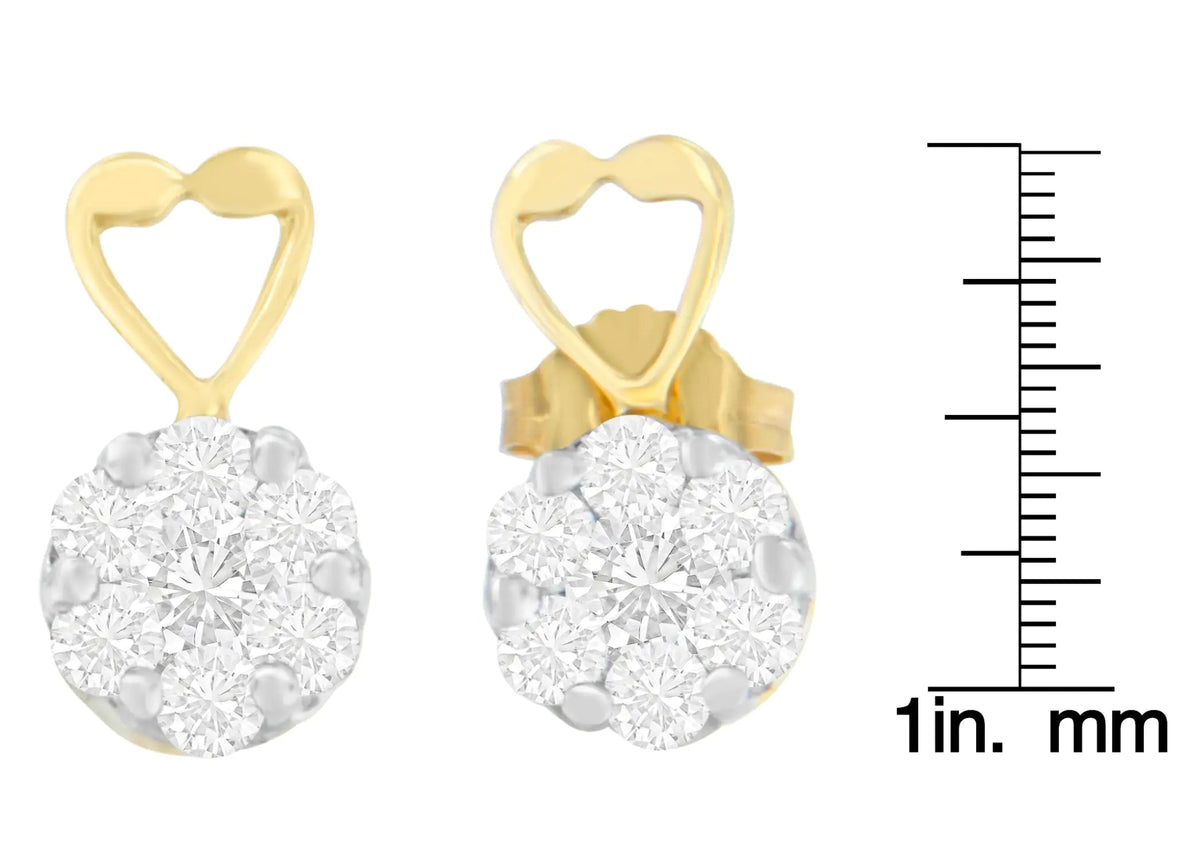14K Yellow Gold 1ct. TDW Round - cut Diamond Earrings (I - J,SI2 - I1) - Rieworkes