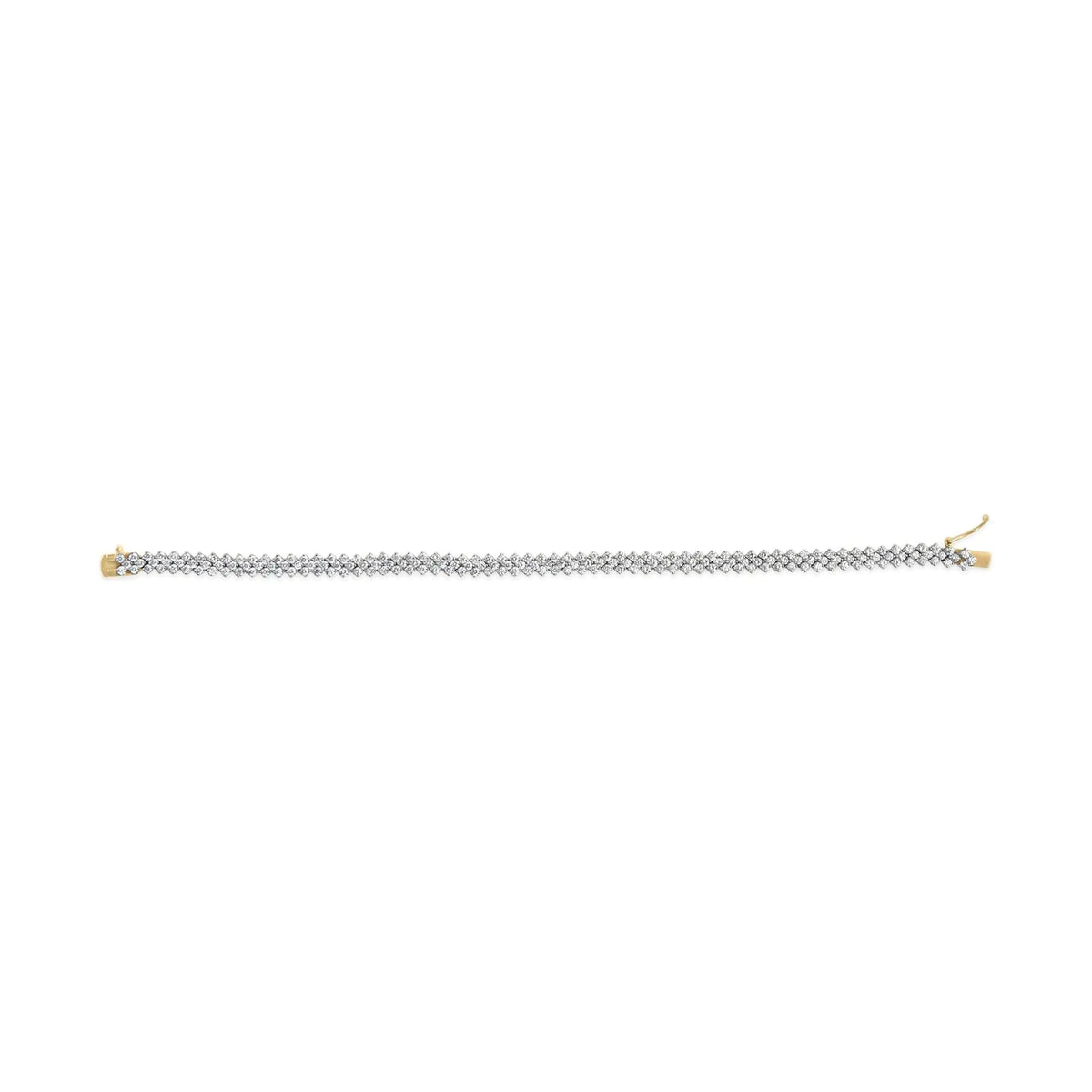 14K Yellow Gold 4.00 Cttw Diamond Trio Cluster Link Bracelet (H - I Color, I1 - I2 Clarity) - 7&quot; - Rieworkes
