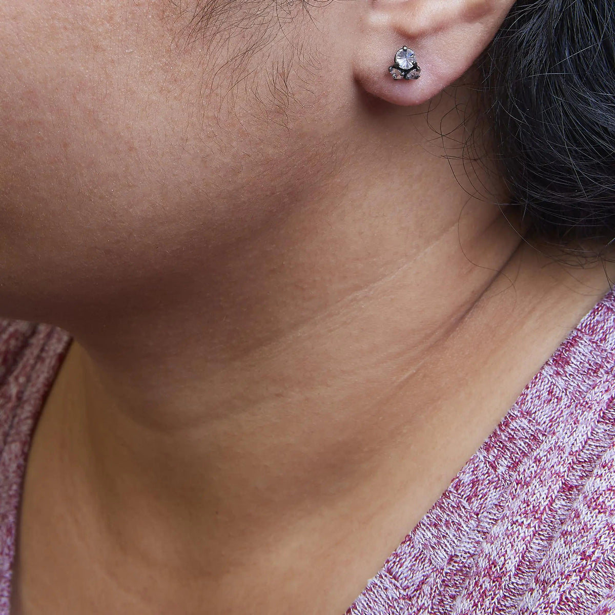 14K Yellow Gold and Black Oxidized Reverse Set 1 1/4 Cttw Diamond Trio Stud Earrings (I - J Color, I1 - I2 Clarity) - Rieworkes