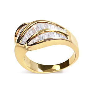 14K Yellow Gold Channel Set 1 1/3 Cttw Diamond Swirl and Weave Ring Band (H - I Color, SI1 - SI2 Clarity) - Rieworkes