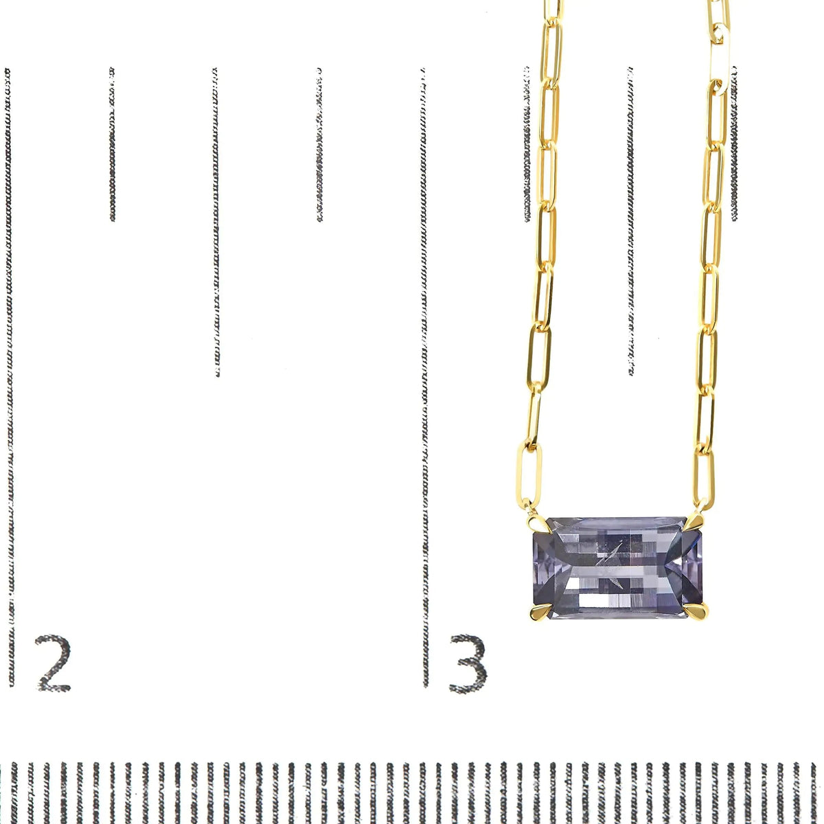 14K Yellow Gold Natural 2 7/8 Cttw Pixel Cut Emerald Bicolor Tanzanite Pendant Necklace with Paperclip Chain - 18 Inches - Rieworkes