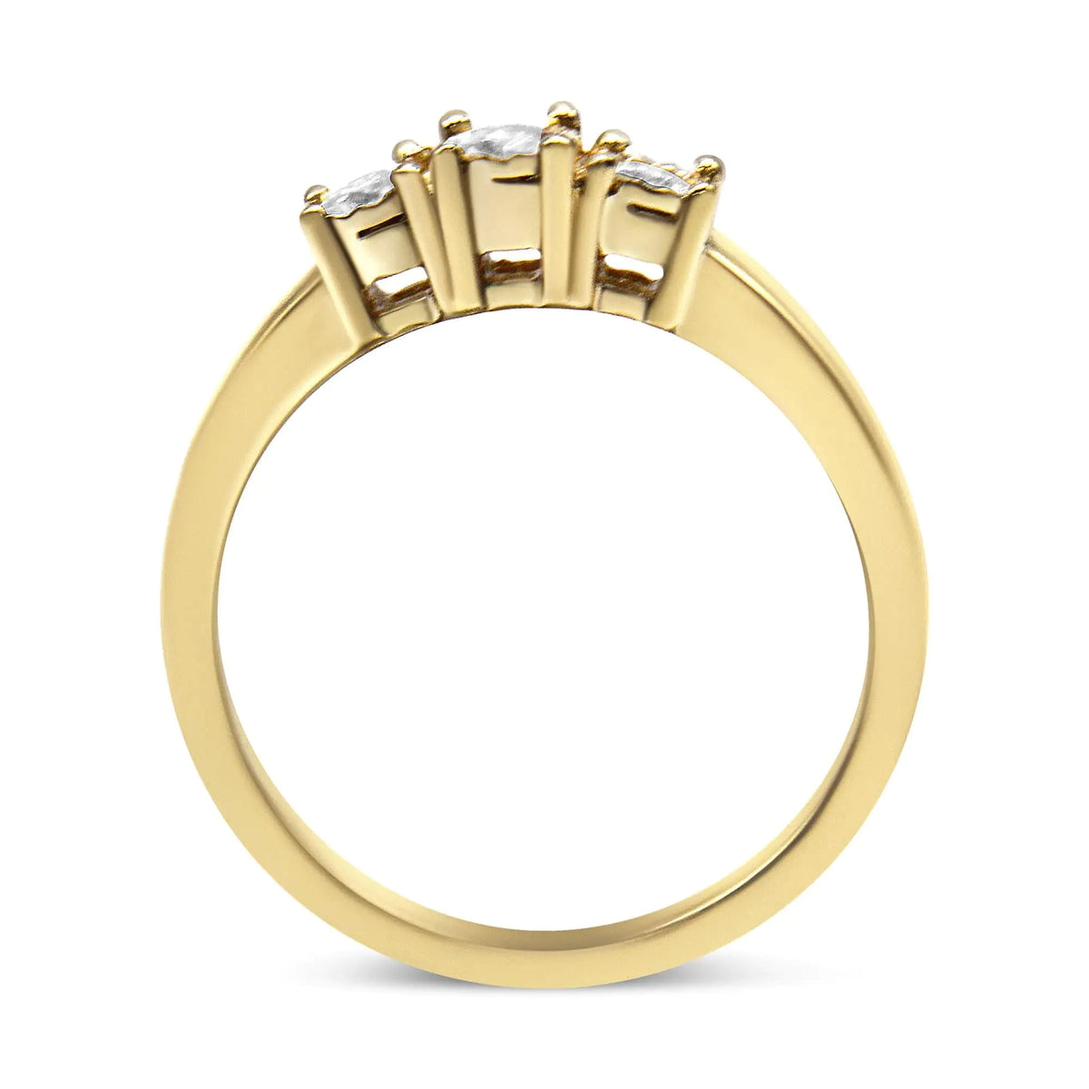 14K Yellow Gold Plated .925 Sterling Silver 1/4 Cttw Diamond 3 Stone Illusion Plate Ring (J - K Color, I1 - I2 Clarity) - Rieworkes