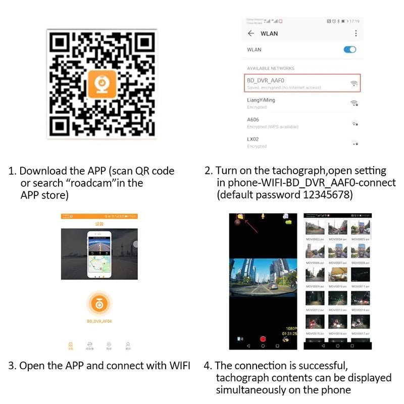 170° WiFi Dash Cam Recorder Car Camera HD 1080P Car DVR Vehicle Video G - Sensor - Rieworkes