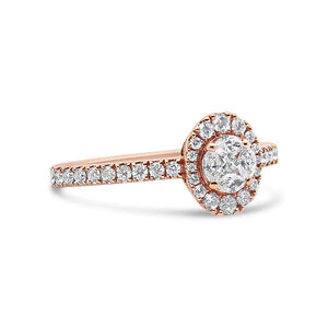 18K Rose Gold 1/2 Cttw Composite Marquise Composite Diamond Oval Shaped Halo Engagement Ring (F - G Color, VS1 - VS2 Clarity) - Rieworkes