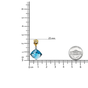 18K White and Yellow Gold 1/5 Cttw Diamond with Pear Cut Lemon Quartz, and Cushion Cut London Blue Topaz Gemstone Dangle Earring (G - H Color, SI1 - SI2 Clarity) - Rieworkes