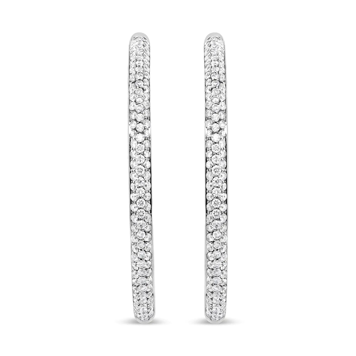 18K White Gold 2.00 Cttw Round - Cut Diamond Inner - Outer Hoop Earrings (F - G Color, VS1 - VS2 Clarity) - Rieworkes