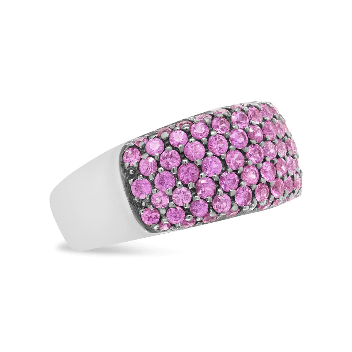 18K White Gold and Black Rhodium Multi Row Pink Sapphire Classic Band Ring - Rieworkes