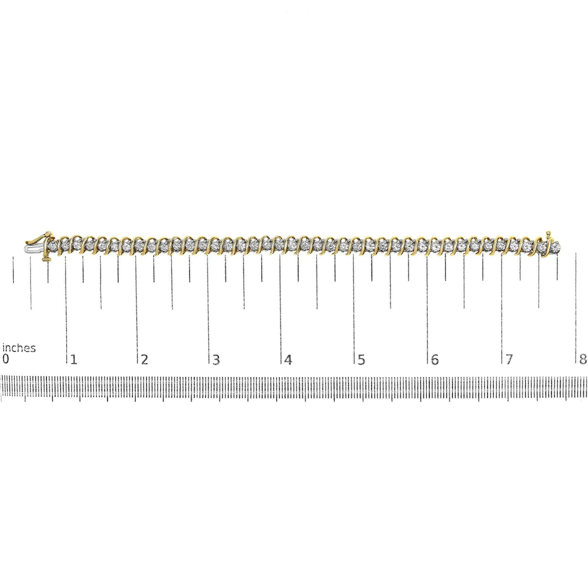 18K Yellow Gold 4.0 Cttw Round - Cut Diamond S - Link 7" Inch Tennis Bracelet (I - J Color, SI1 - SI2 Clarity) - Rieworkes