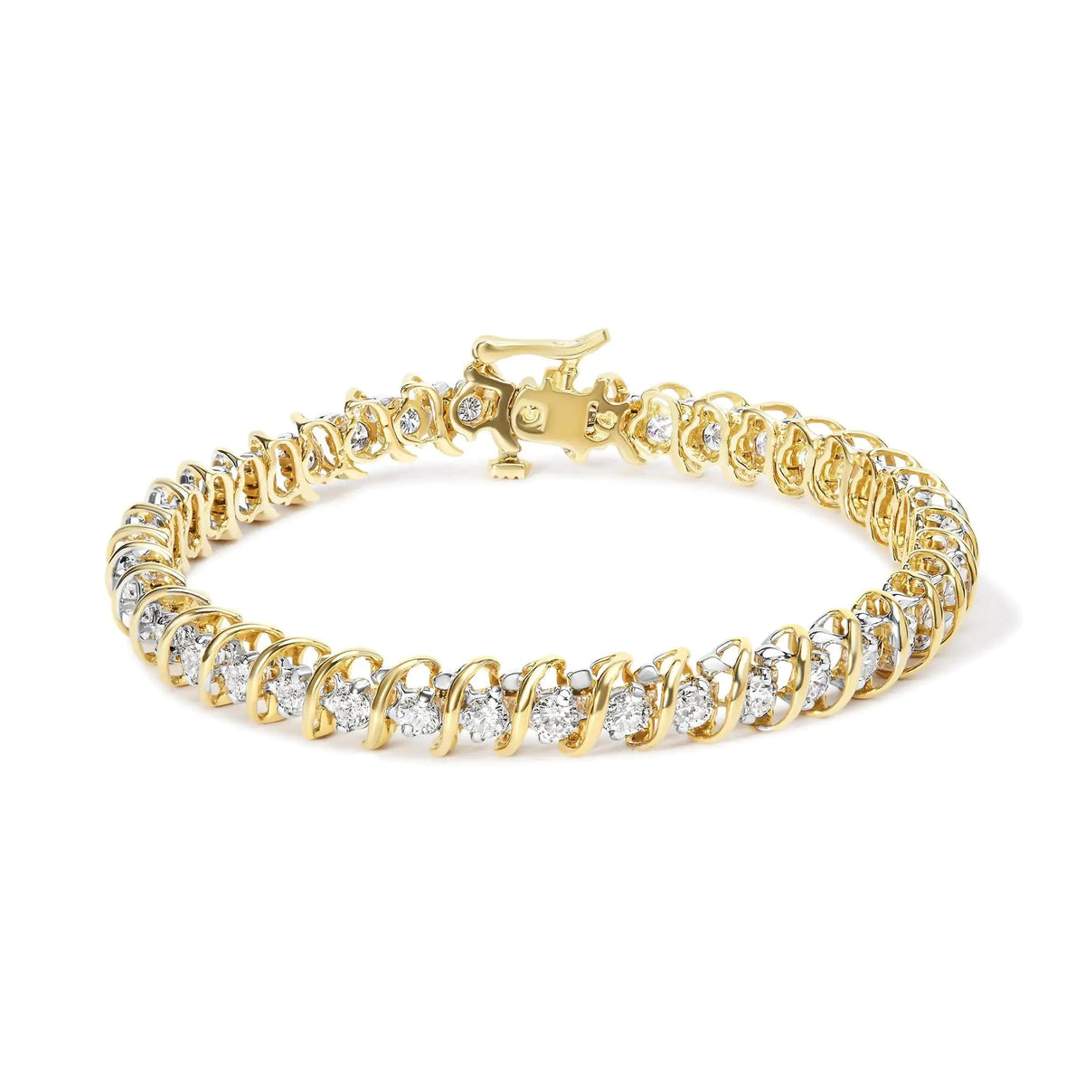 18K Yellow Gold 4.0 Cttw Round - Cut Diamond S - Link 7" Inch Tennis Bracelet (I - J Color, SI1 - SI2 Clarity) - Rieworkes