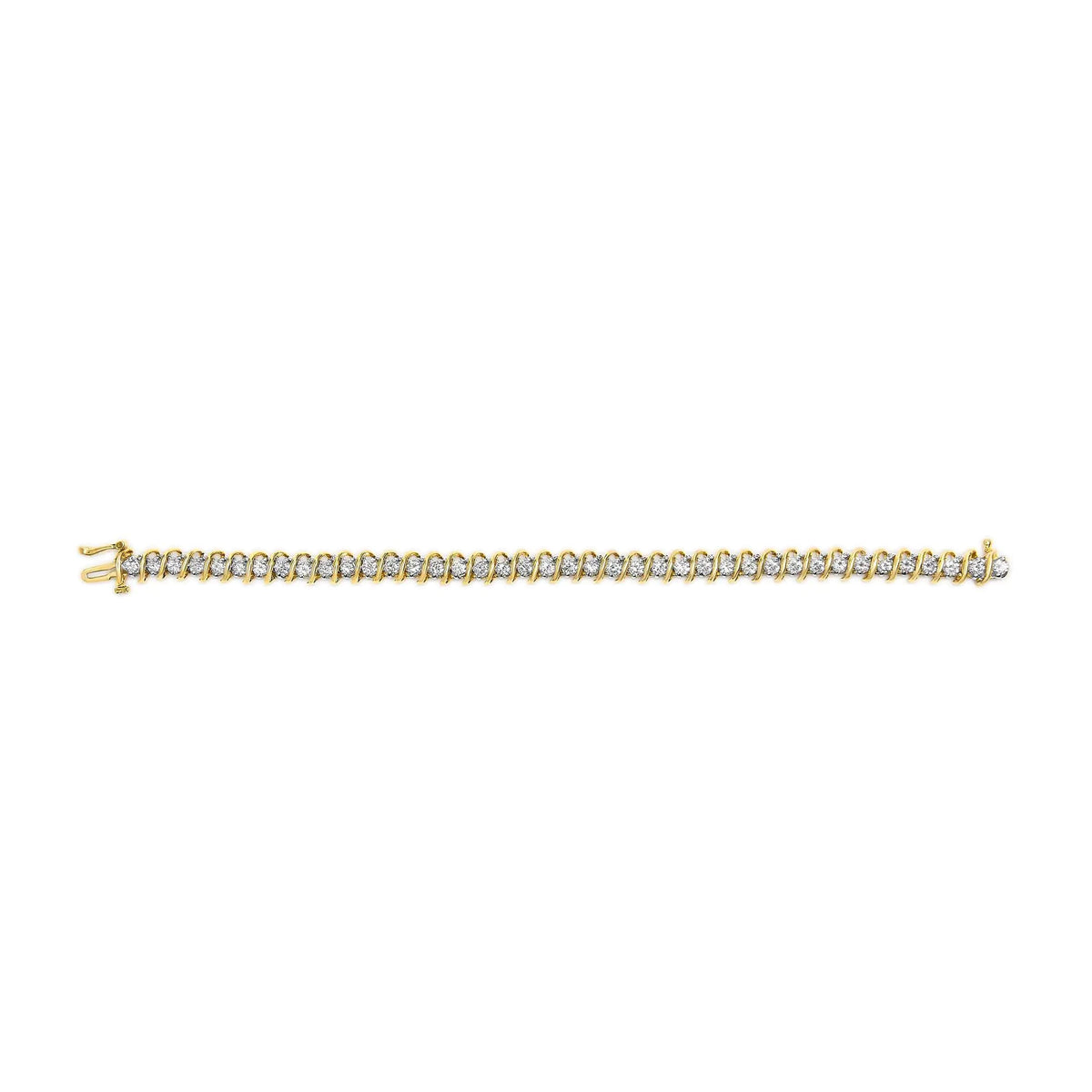 18K Yellow Gold 4.0 Cttw Round - Cut Diamond S - Link 7" Inch Tennis Bracelet (I - J Color, SI1 - SI2 Clarity) - Rieworkes