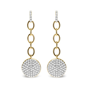 18K Yellow Gold Plated .925 Sterling Silver 1.0 Cttw Diamond Composite Cluster Dangle Chain Earrings (I - J Color, I1 - I2 Clarity) - Rieworkes