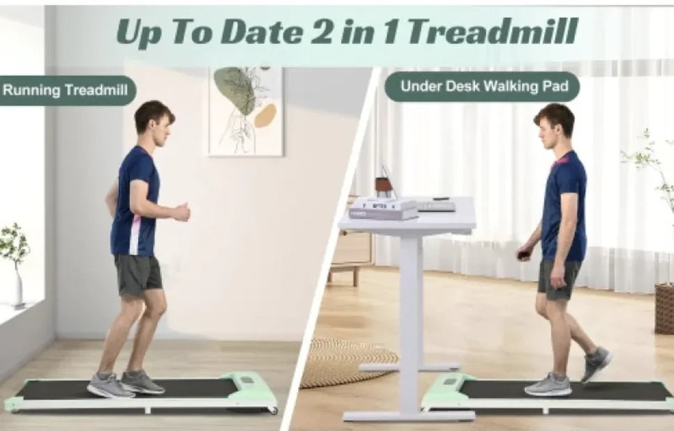 2 - in - 1 Under Desk Electric Treadmill 2.5HP with Remote Control &amp; Display for Home, Office, and Gym - Rieworkes