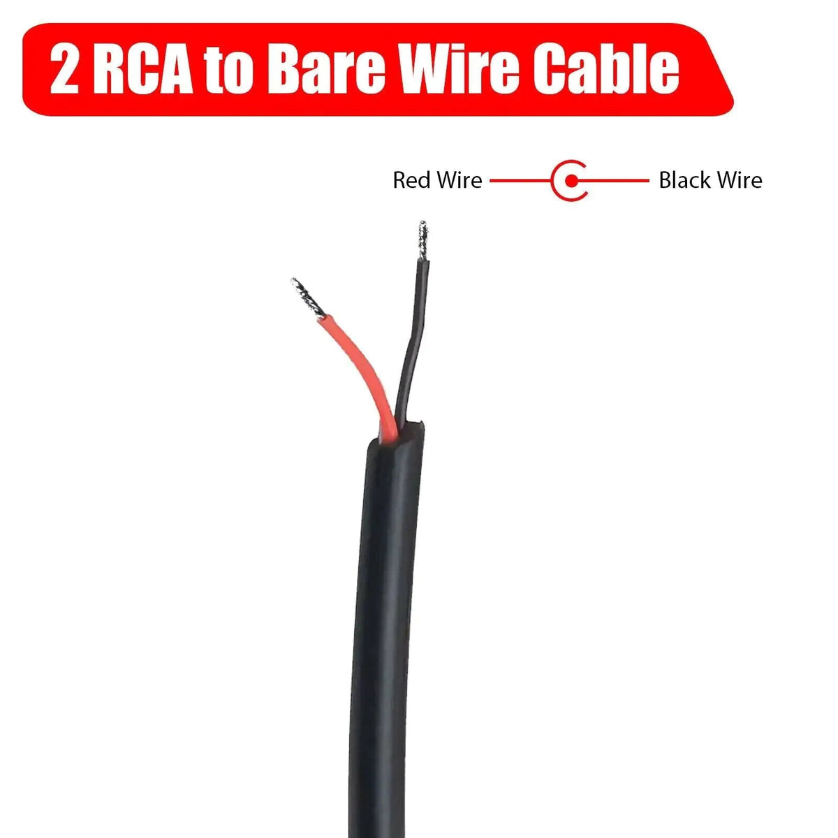 2 - Pack 10 FT RCA Male Plug to Bare Wire Audio Speaker Subwoofer HDTV Cable Cord - Rieworkes