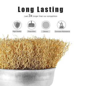 2 - Pack 3 Pcs Wire Brush Wheel Set Cup Drill Bit Rust Paint Attachment 1/4" USA - Rieworkes