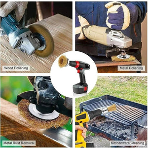 2 - Pack 3 Pcs Wire Brush Wheel Set Cup Drill Bit Rust Paint Attachment 1/4" USA - Rieworkes