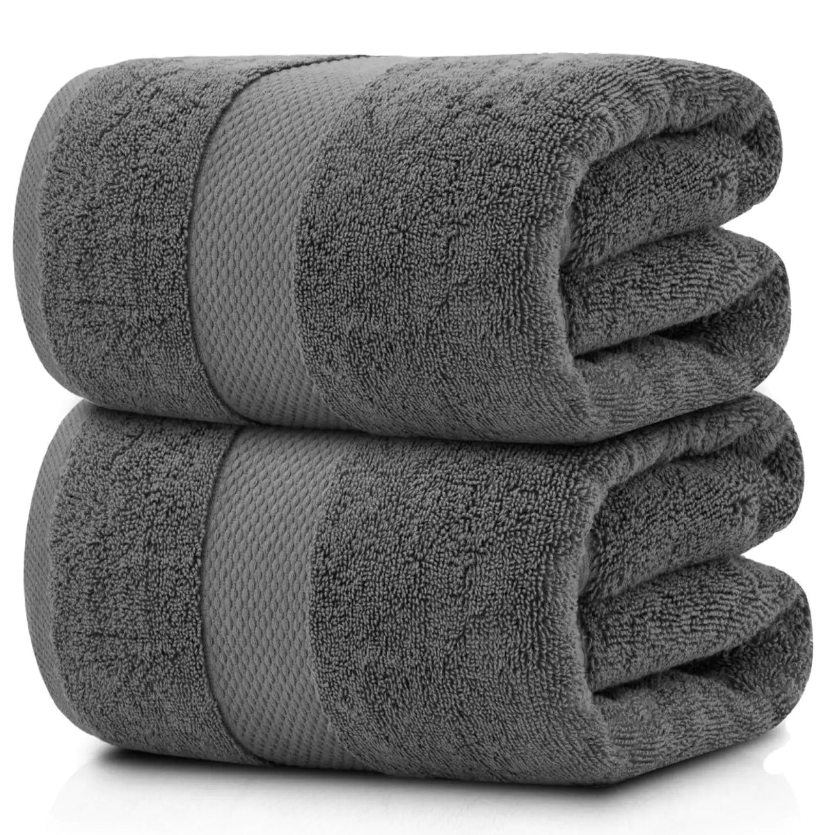 2 Pack Luxury Soft Bath Sheet Towels 650 GSM Extra Large 35x70 inch Grey Color - Rieworkes