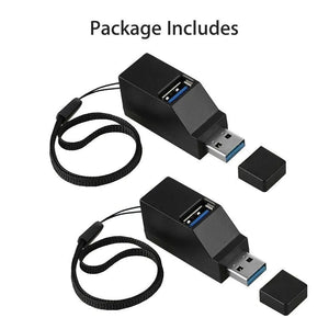 2 Pcs 3 Port USB 3.0 Hub Portable High Speed Splitter Box For PC Notebook Laptop - Rieworkes