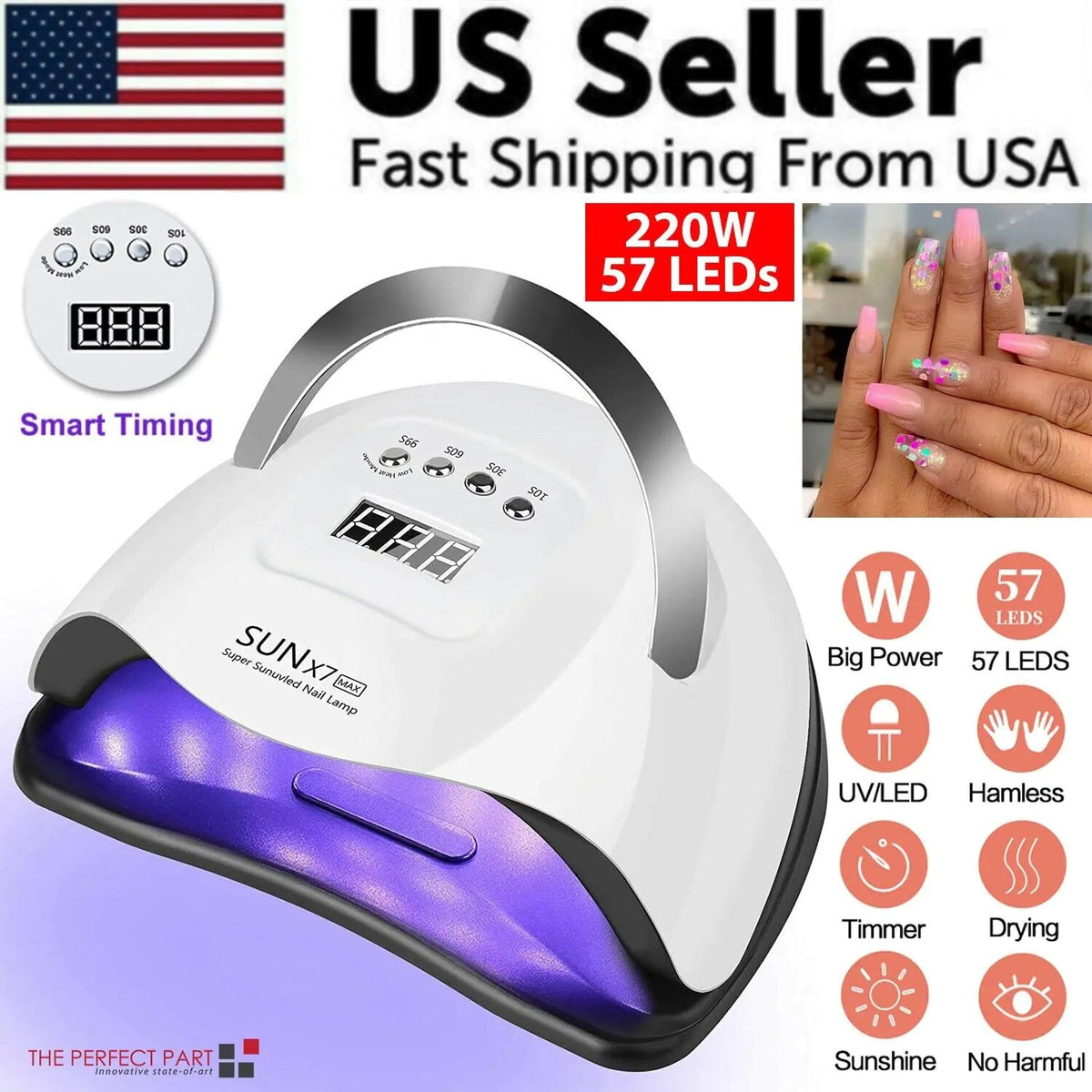 220W Nail Dryer LED Lamp UV Light Polish Gel Curing Machine Electric Manicure - Rieworkes