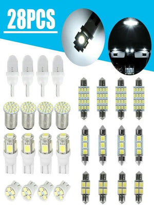 28pcs Car Interior White Combo LED Map Dome Door Trunk License Plate Light Bulbs - Rieworkes