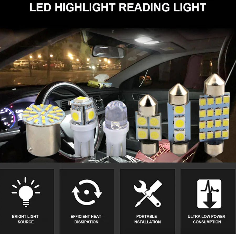 28pcs Car Interior White Combo LED Map Dome Door Trunk License Plate Light Bulbs - Rieworkes
