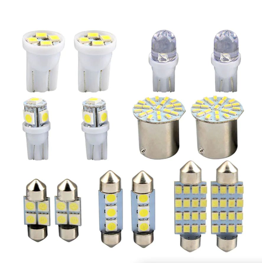 28pcs Car Interior White Combo LED Map Dome Door Trunk License Plate Light Bulbs - Rieworkes