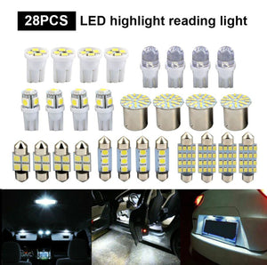 28pcs Car Interior White Combo LED Map Dome Door Trunk License Plate Light Bulbs - Rieworkes