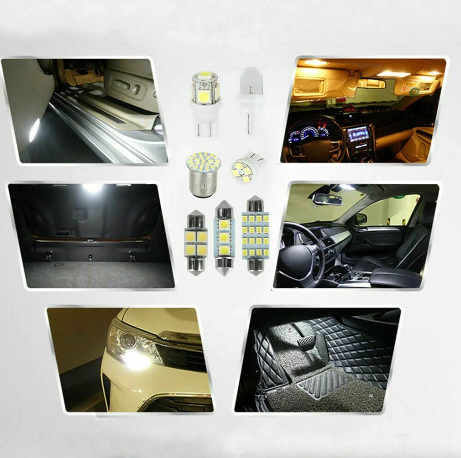 28pcs Car Interior White Combo LED Map Dome Door Trunk License Plate Light Bulbs - Rieworkes