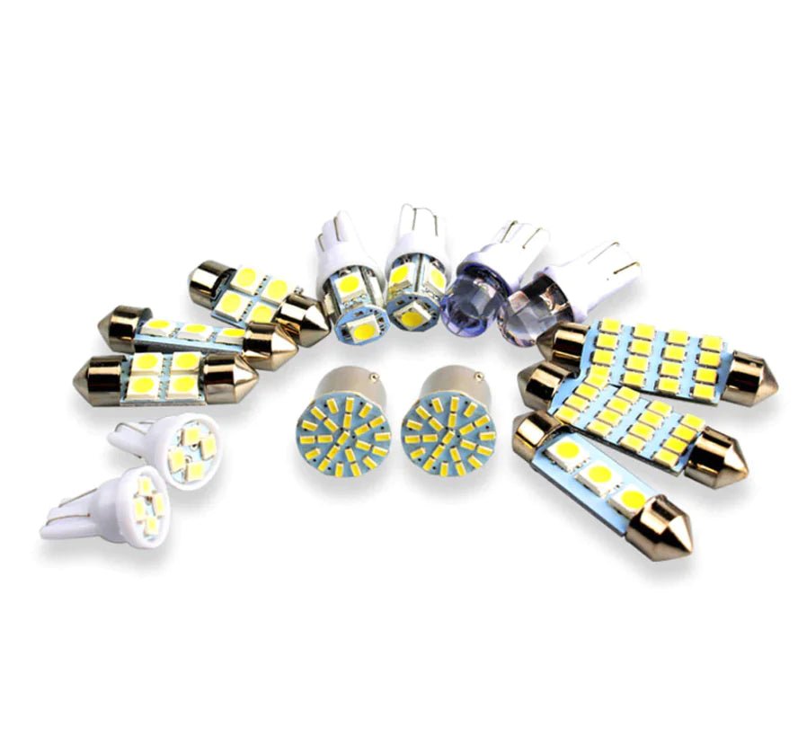 28pcs Car Interior White Combo LED Map Dome Door Trunk License Plate Light Bulbs - Rieworkes