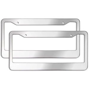2PCS Chrome Stainless Steel Metal License Plate Frame Tag Cover With Screw Caps - Rieworkes