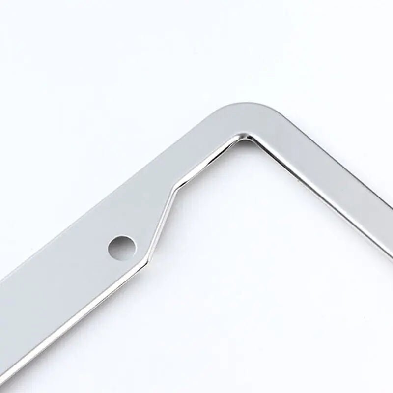 2PCS Chrome Stainless Steel Metal License Plate Frame Tag Cover With Screw Caps - Rieworkes